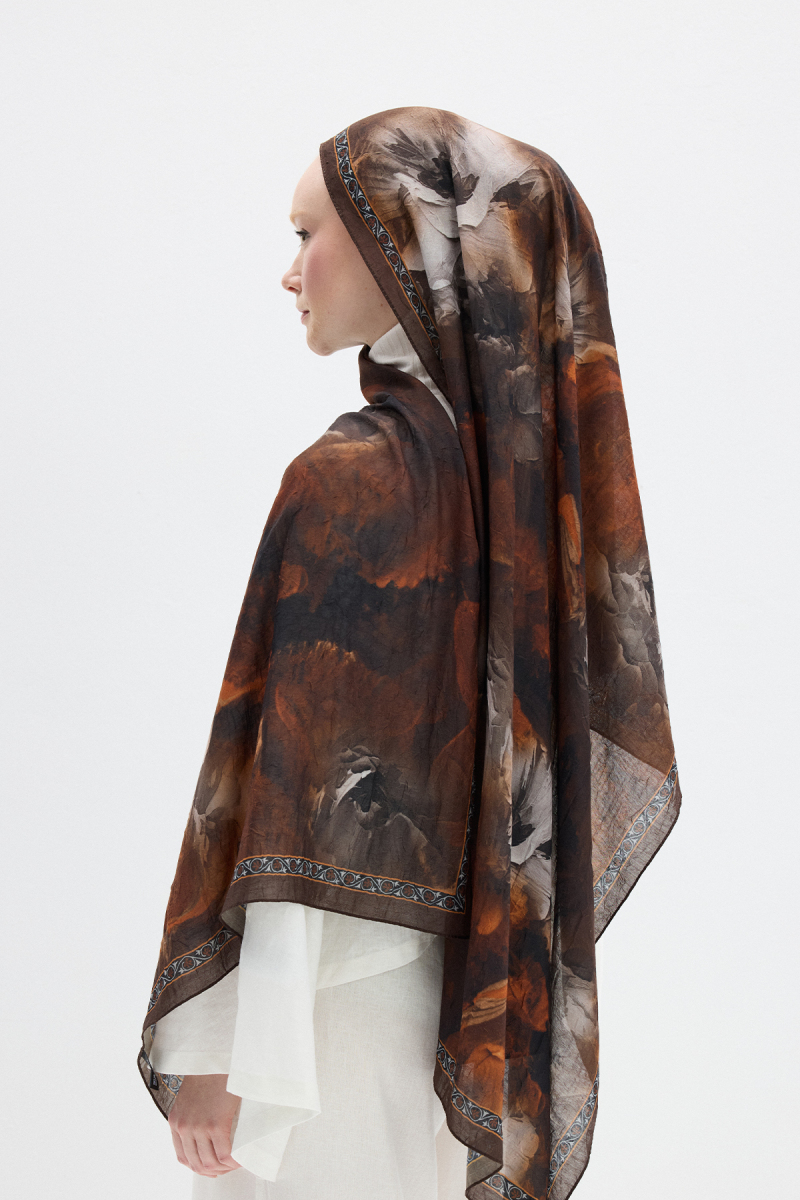 Sera Desen Kraş Şal - Kahve - 3