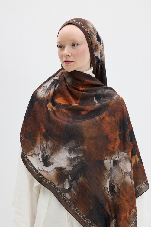 Sera Desen Kraş Şal - Kahve - Camellia Scarfs (1)
