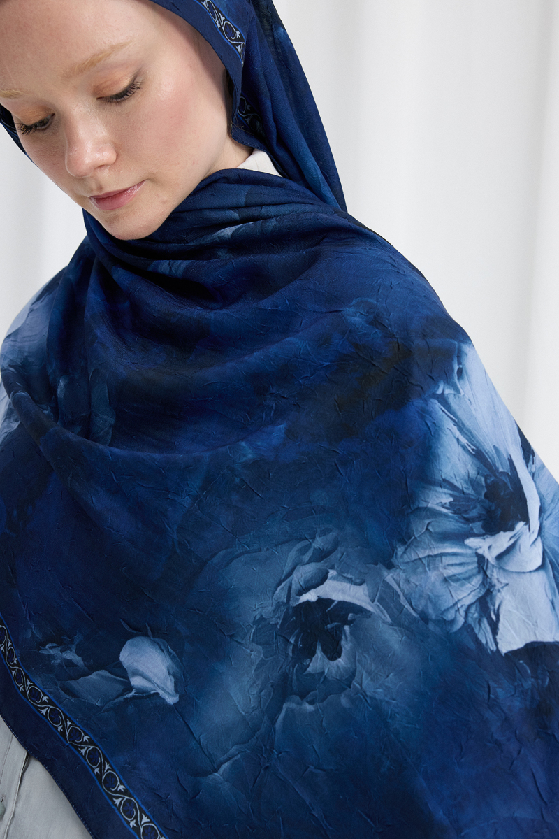 Sera Desen Kraş Şal - Lacivert - 4