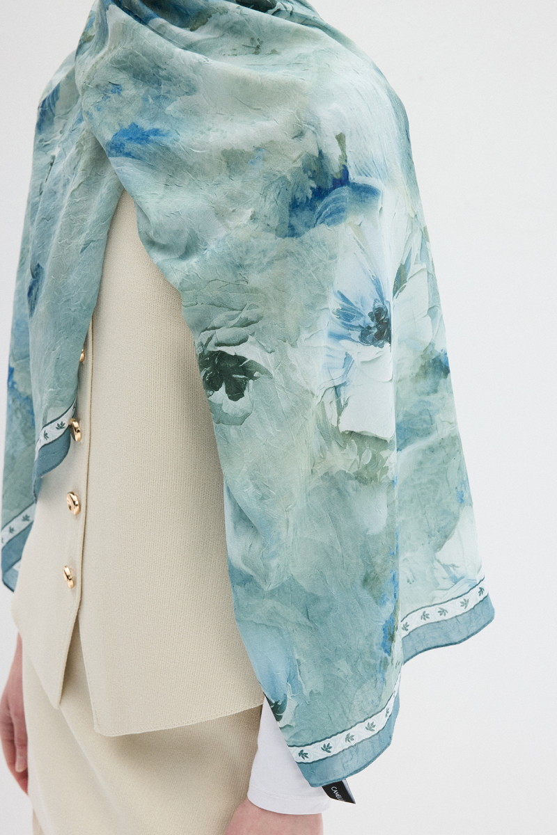 Sera Desen Kraş Şal - Mint - 4