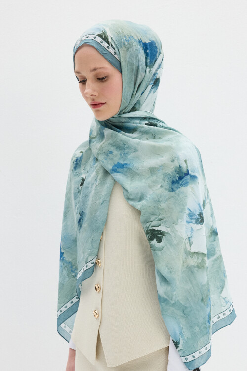Sera Desen Kraş Şal - Mint - Camellia Scarfs (1)