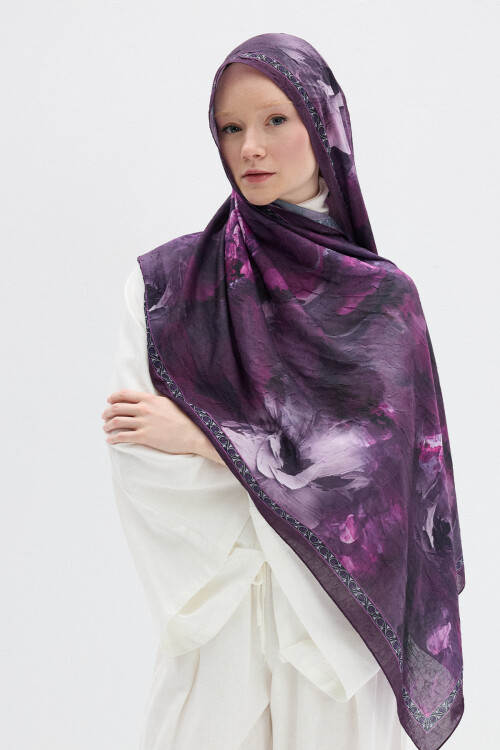 Sera Desen Kraş Şal - Mor - Camellia Scarfs