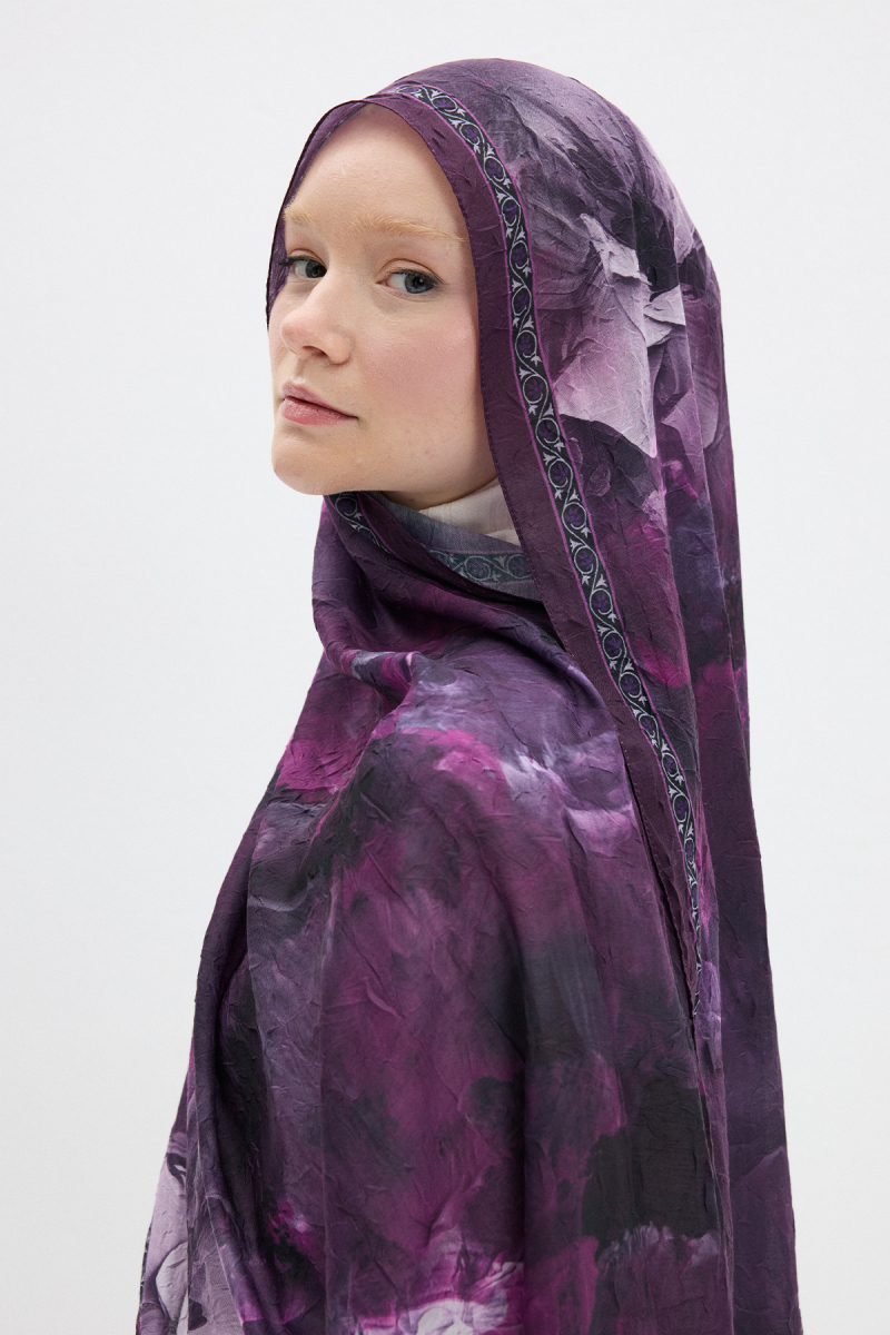 Sera Desen Kraş Şal - Mor - 3