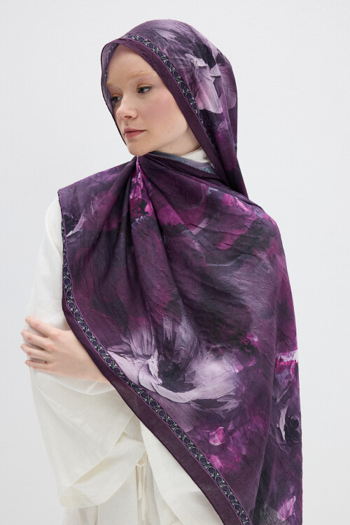 Sera Desen Kraş Şal - Mor - Camellia Scarfs (1)