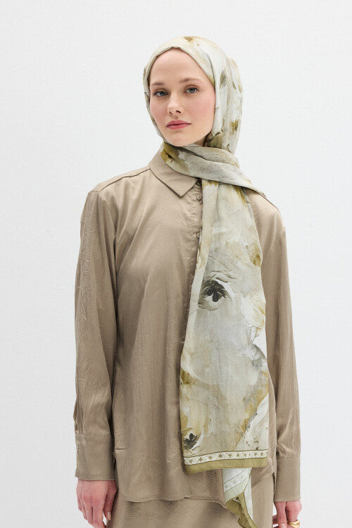 Sera Desen Kraş Şal - Olive - Camellia Scarfs
