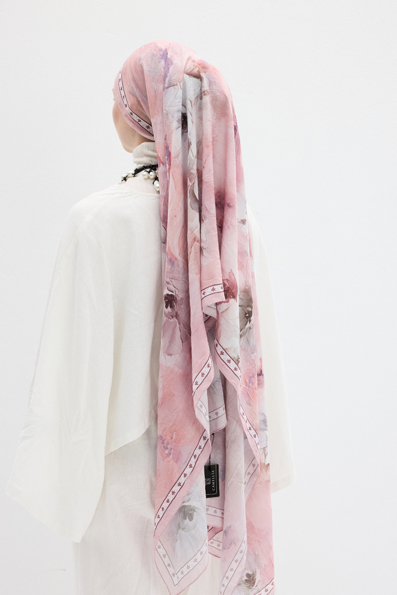 Sera Desen Kraş Şal - Pudra - 3