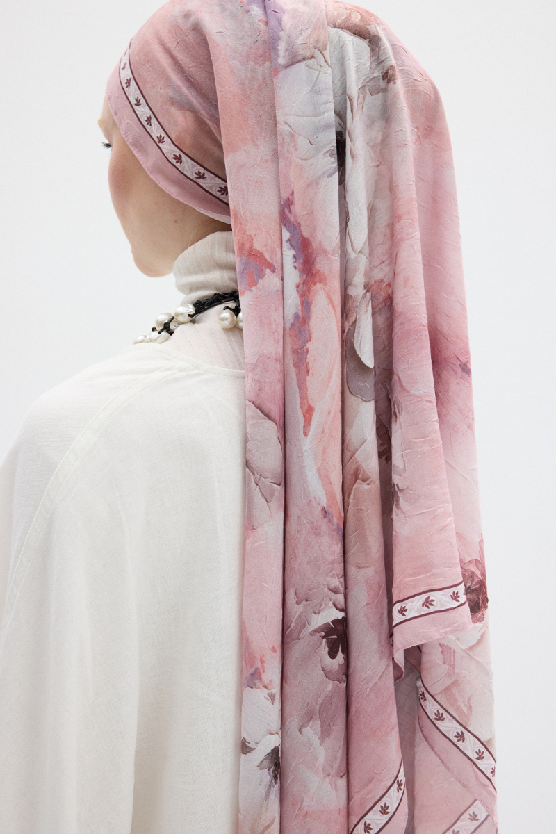 Sera Desen Kraş Şal - Pudra - 4