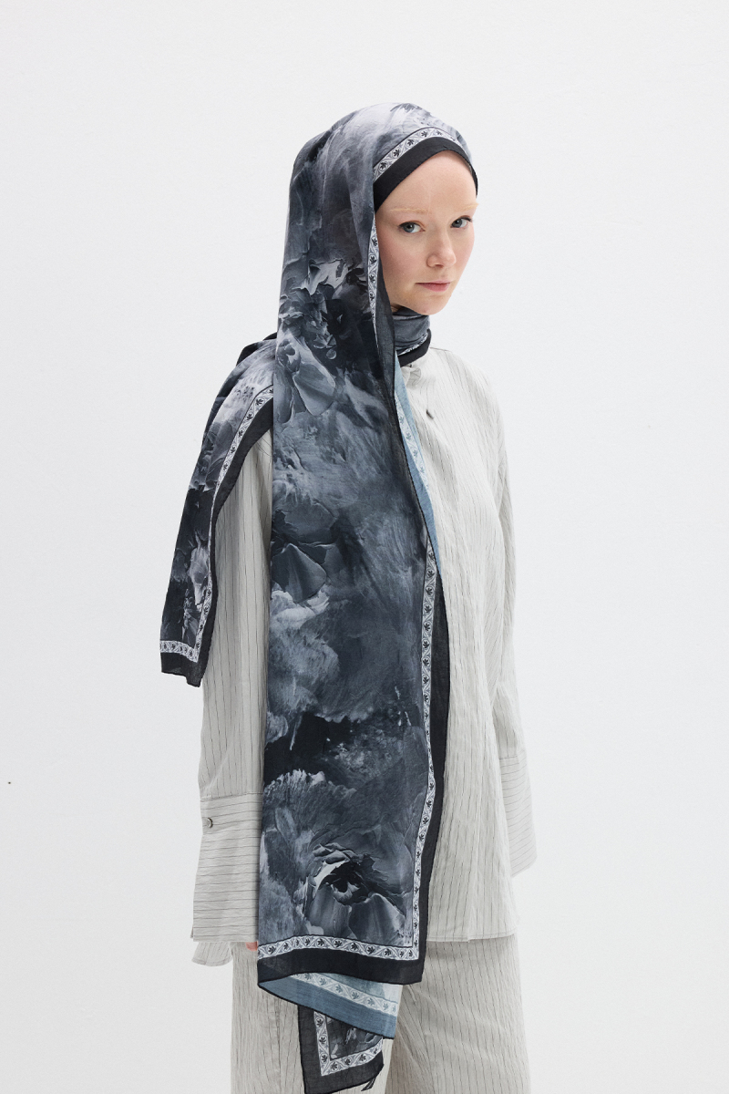 Sera Desen Kraş Şal - Siyah - 3