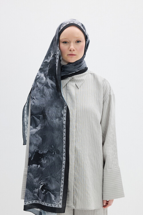 Sera Desen Kraş Şal - Siyah - Camellia Scarfs