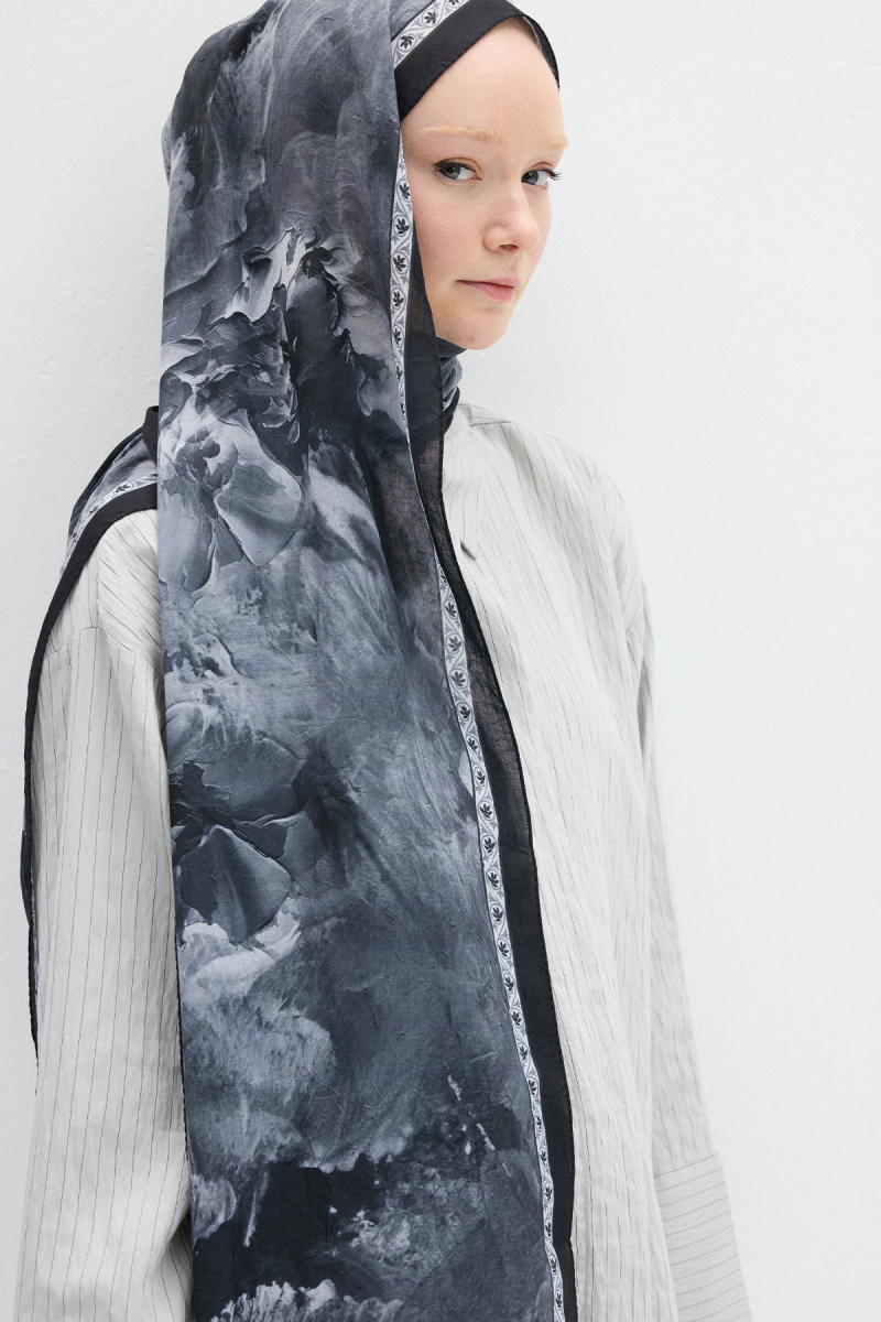 Sera Desen Kraş Şal - Siyah - 4