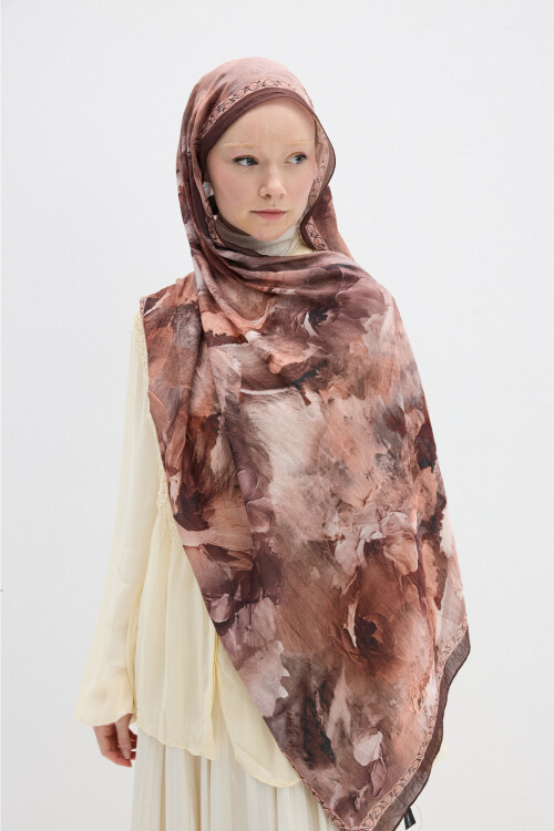 Sera Desen Kraş Şal - Tarçın - Camellia Scarfs