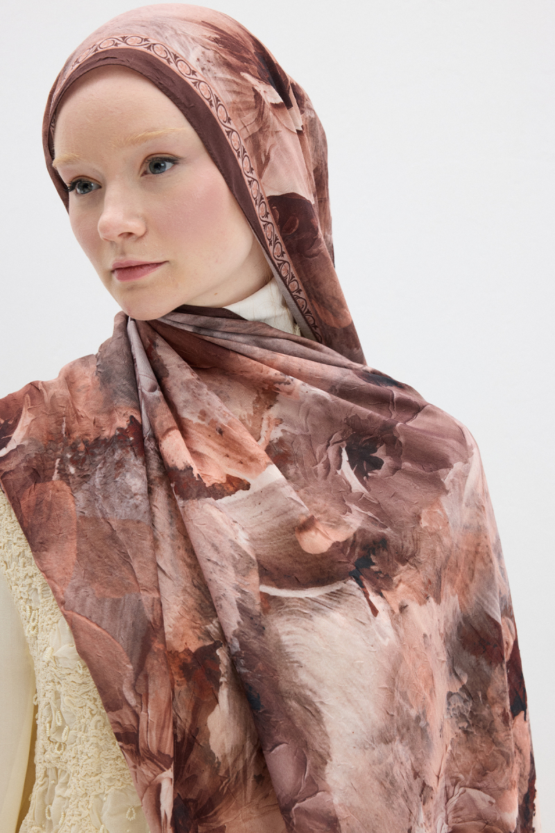 Sera Desen Kraş Şal - Tarçın - 4