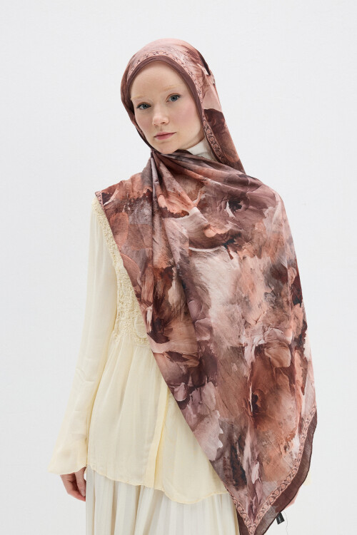 Sera Desen Kraş Şal - Tarçın - Camellia Scarfs (1)