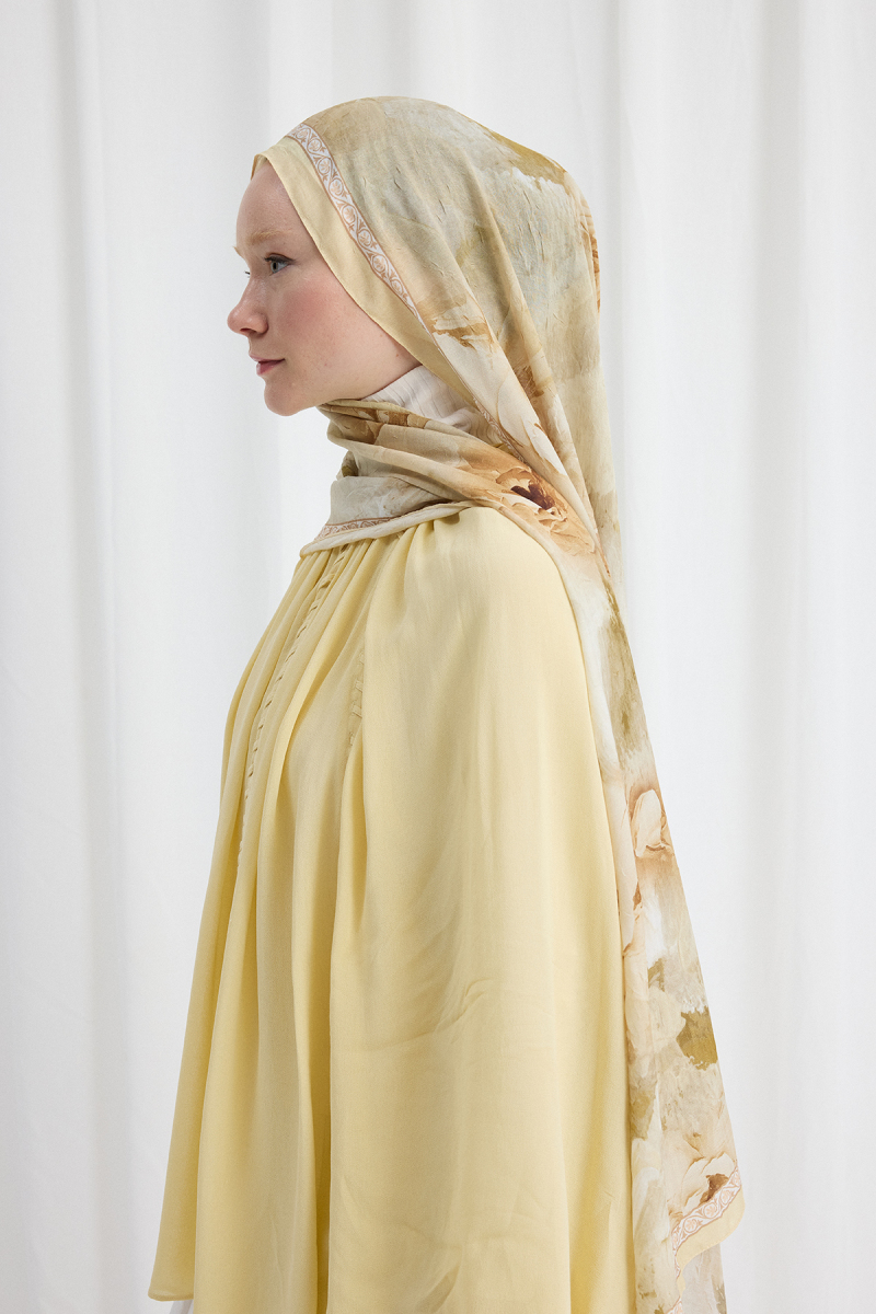Sera Desen Kraş Şal - Tereyağ Sarısı - 3