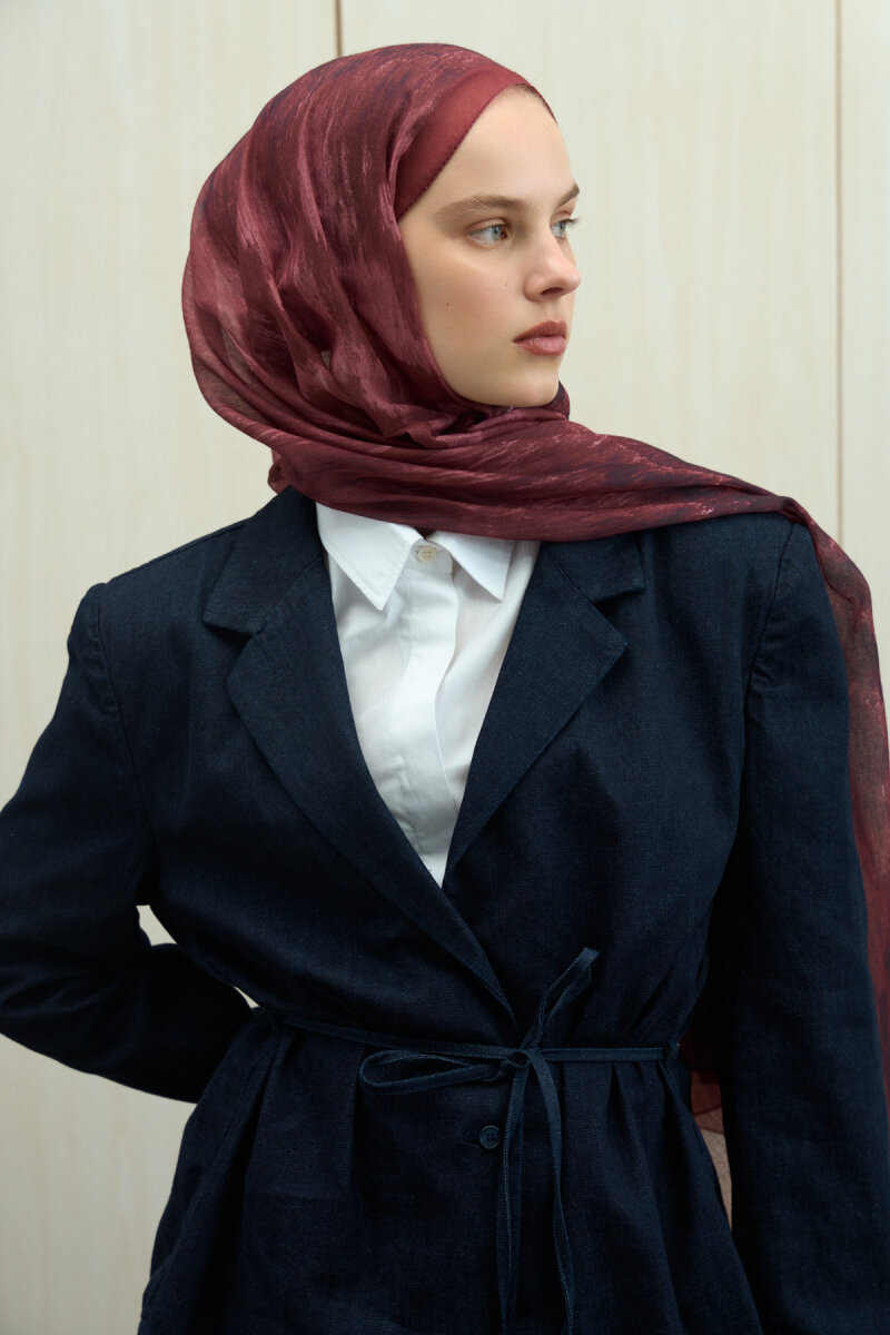 Siesta Rami Şal - Bordo - 4