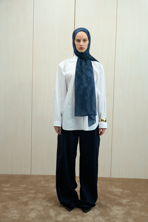 Siesta Rami Şal - Lacivert - Camellia Scarfs (1)