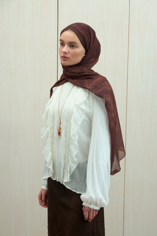 Siesta Soft Pamuk Şal - Kızıl Kahve - Camellia Scarfs