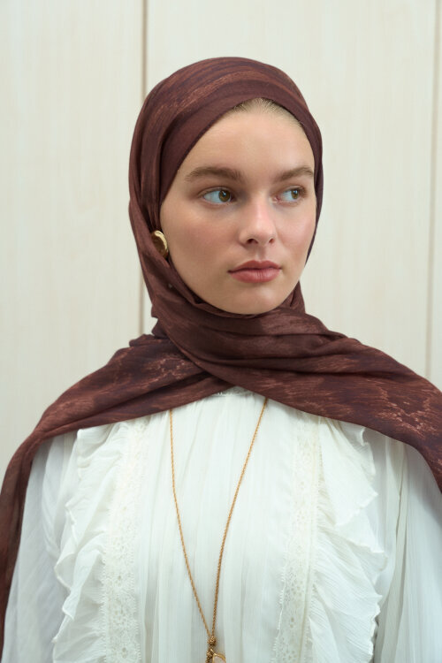 Siesta Soft Pamuk Şal - Kızıl Kahve - Camellia Scarfs (1)