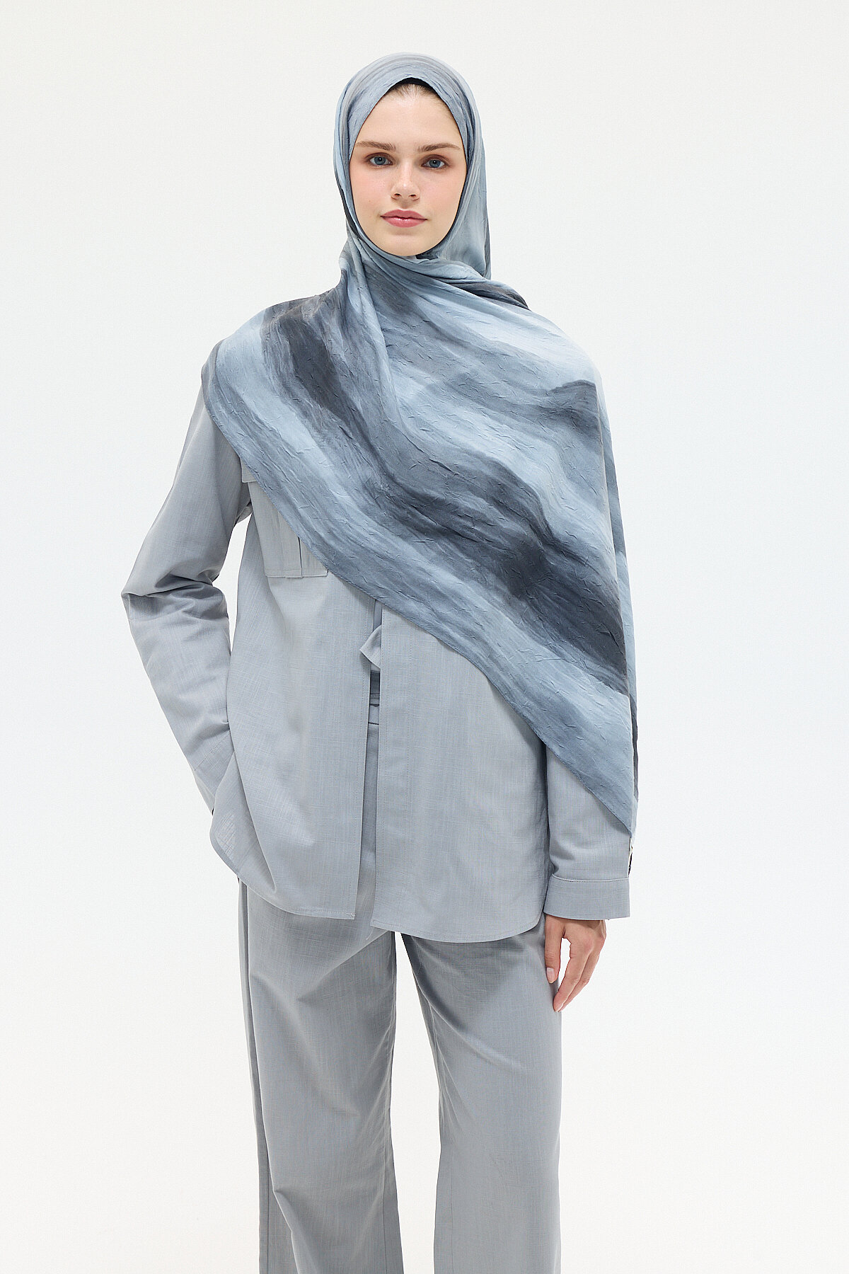 Silent Kraş Şal - Gri - Camellia Scarfs (1)