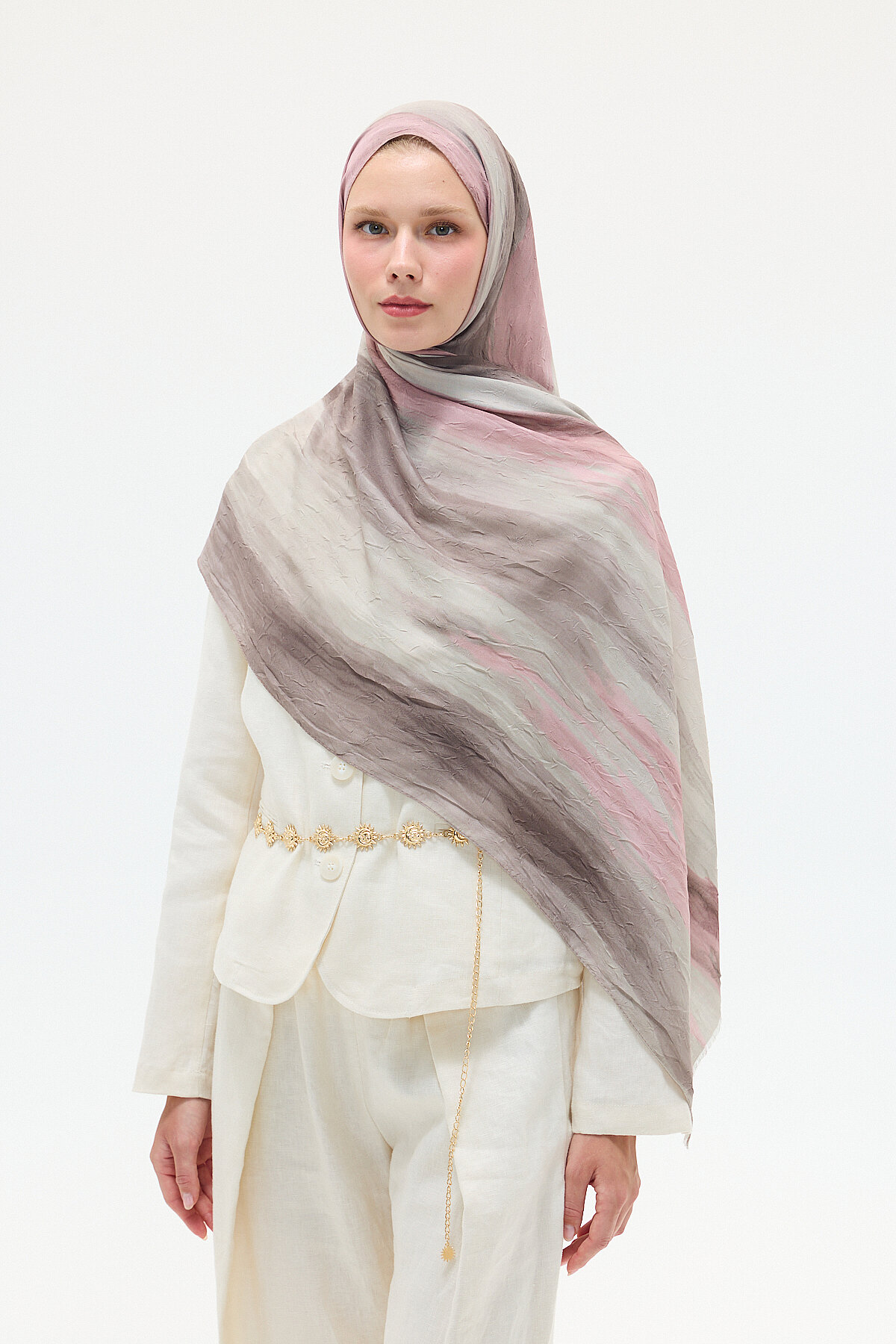 Silent Kraş Şal - Pudra - Camellia Scarfs