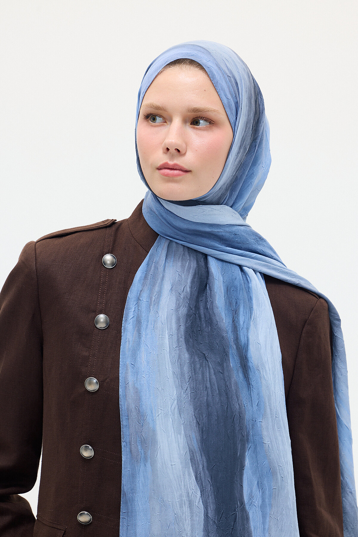 Silent Kraş Şal - Mavi - Camellia Scarfs (1)