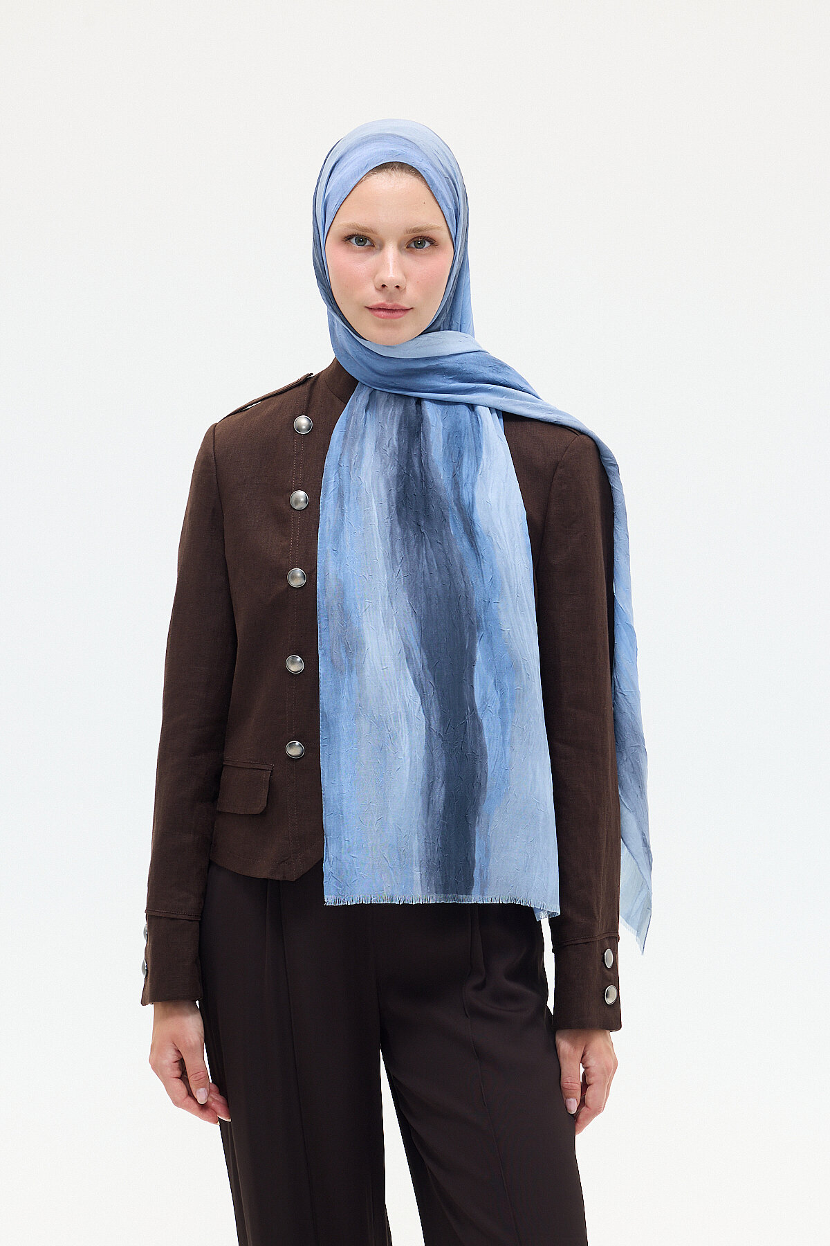Silent Kraş Şal - Mavi - Camellia Scarfs