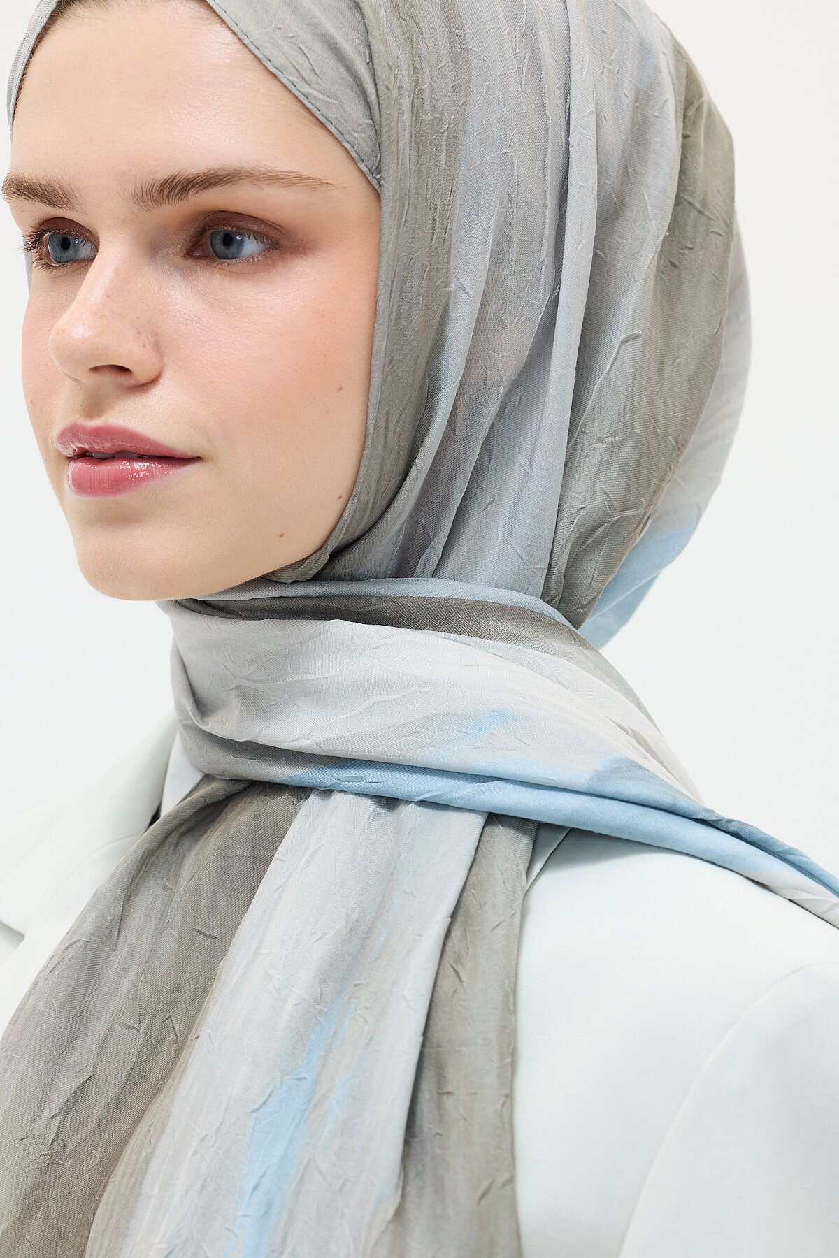 Silent Kraş Şal - Mavi Yeşil - Camellia Scarfs (1)