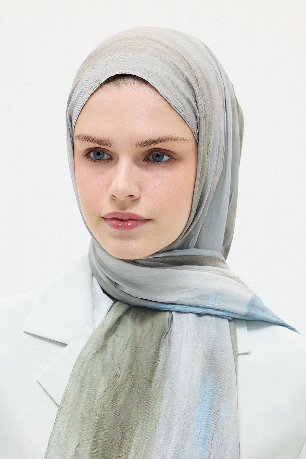 Silent Kraş Şal - Mavi Yeşil - Camellia Scarfs (1)
