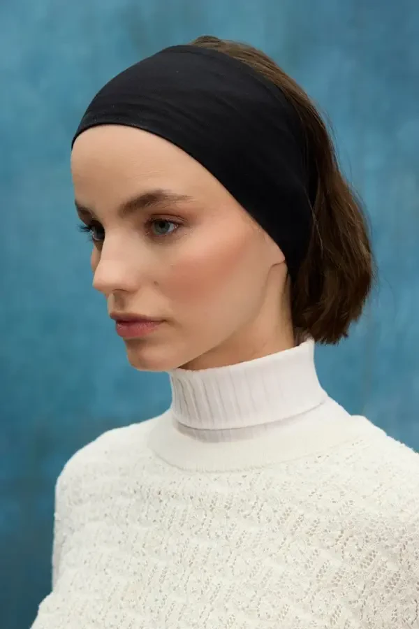 Silikonlu Bandana Bone - Siyah - Camellia Scarfs