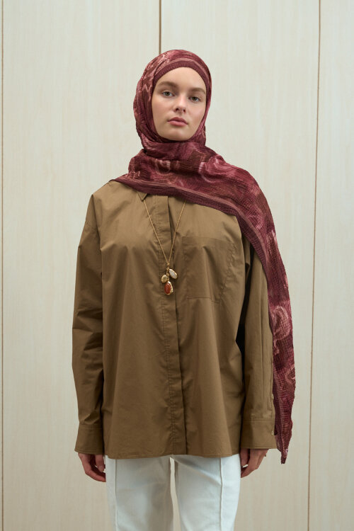 Soft Glow Müslin Şal - Cherry - Camellia Scarfs