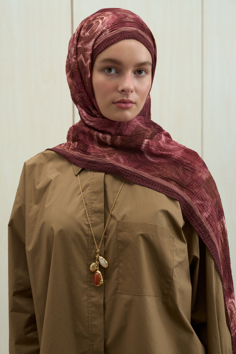 Soft Glow Müslin Şal - Cherry - 4