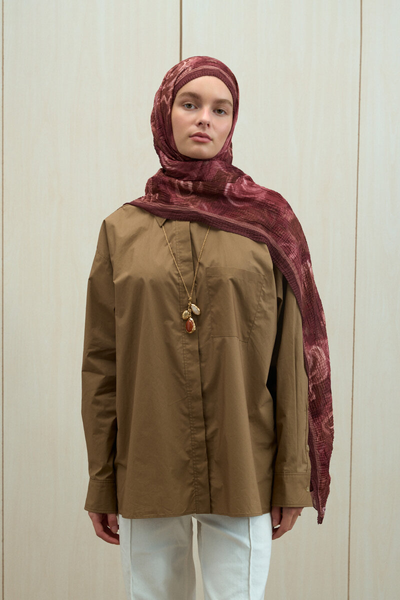 Soft Glow Müslin Şal - Cherry - 1