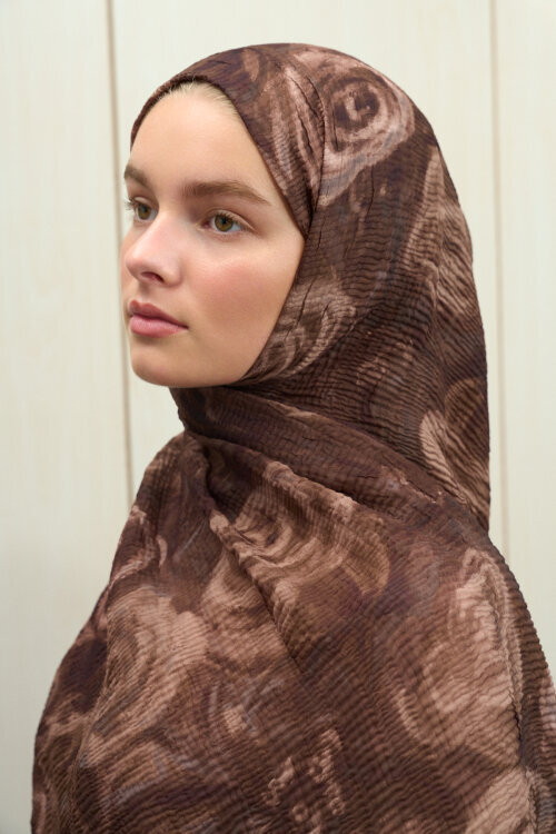 Soft Glow Müslin Şal - Kahve - Camellia Scarfs (1)