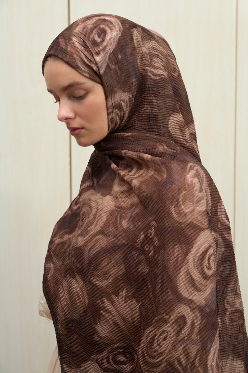 Soft Glow Müslin Şal - Kahve - 3