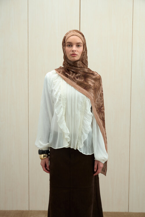 Soft Glow Müslin Şal - Karamel - Camellia Scarfs (1)