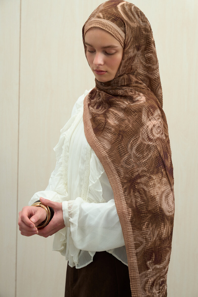 Soft Glow Müslin Şal - Karamel - 3