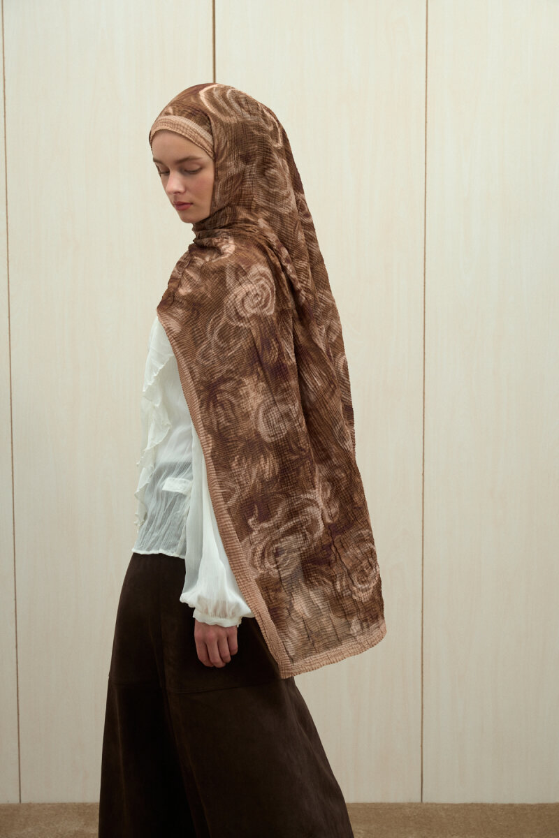 Soft Glow Müslin Şal - Karamel - 4