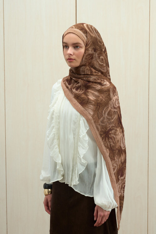 Soft Glow Müslin Şal - Karamel - Camellia Scarfs