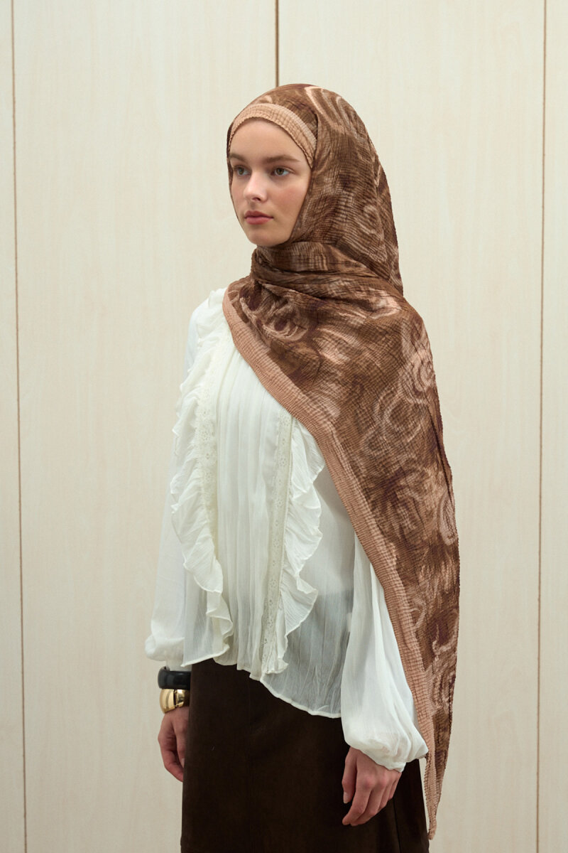 Soft Glow Müslin Şal - Karamel - 1