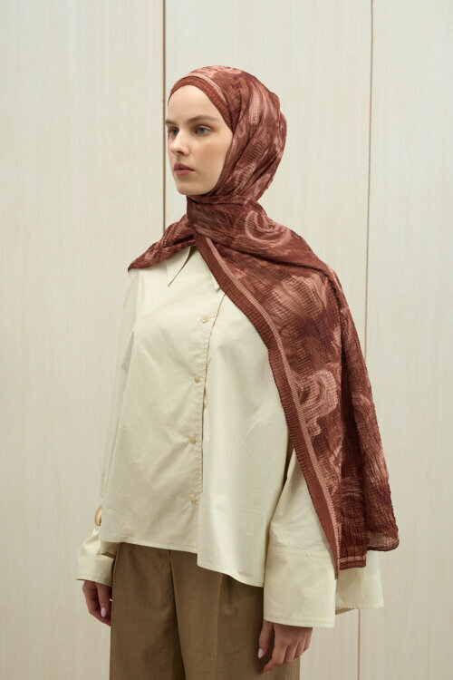 Soft Glow Müslin Şal - Kiremit - Camellia Scarfs