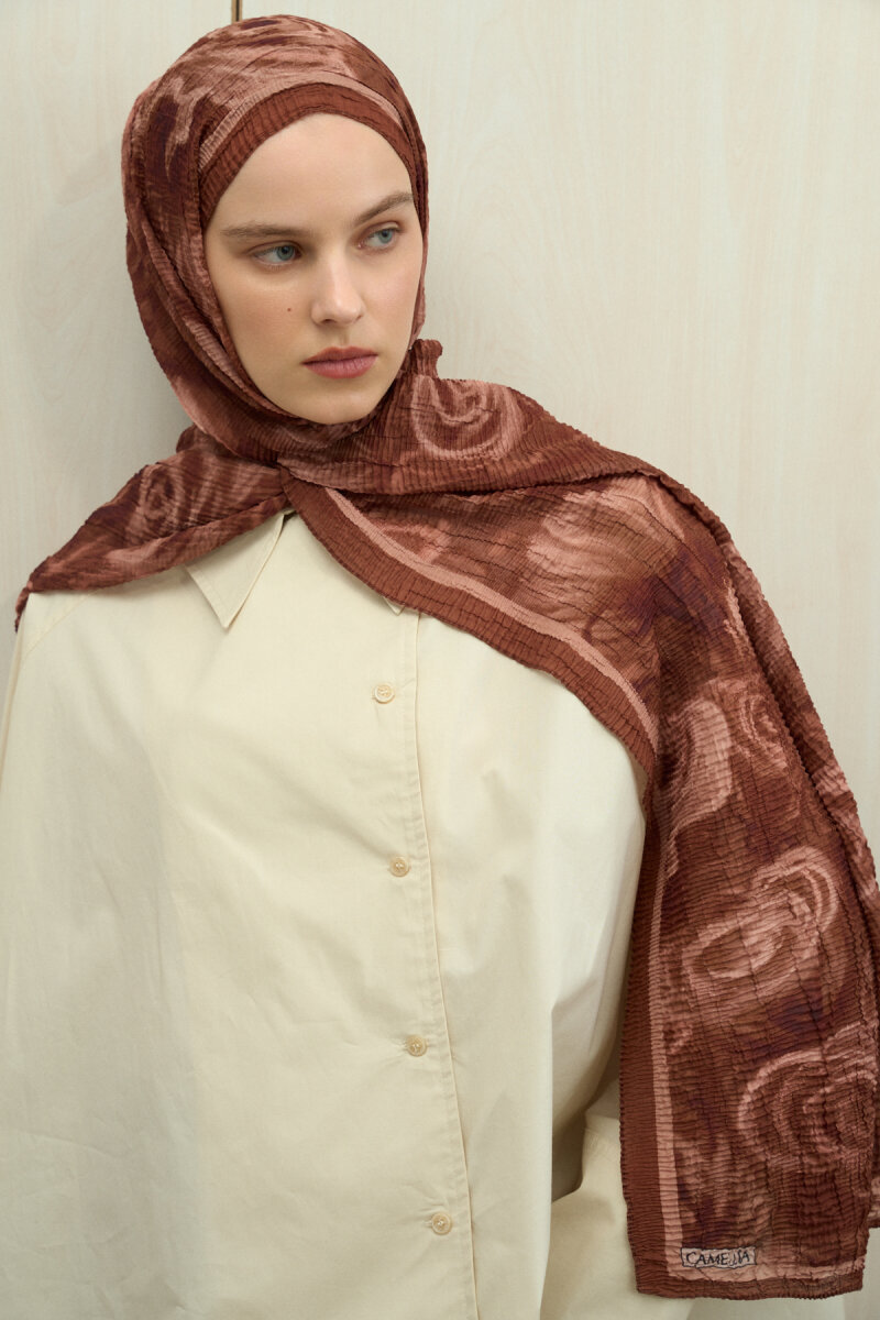 Soft Glow Müslin Şal - Kiremit - 4