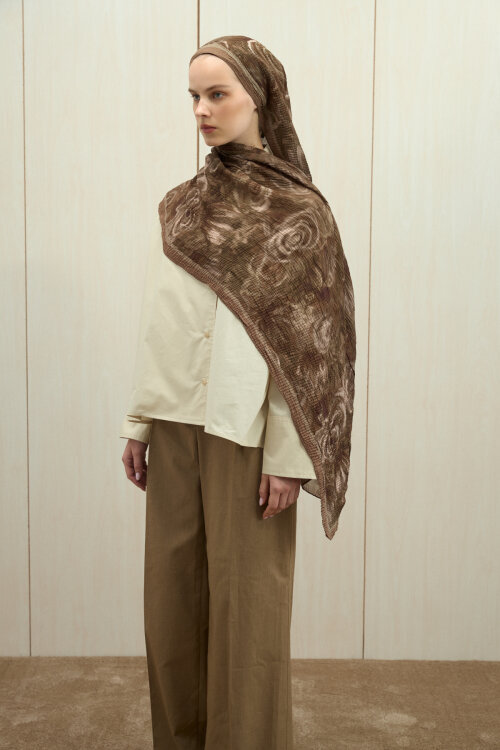 Soft Glow Müslin Şal - Mocha - Camellia Scarfs (1)