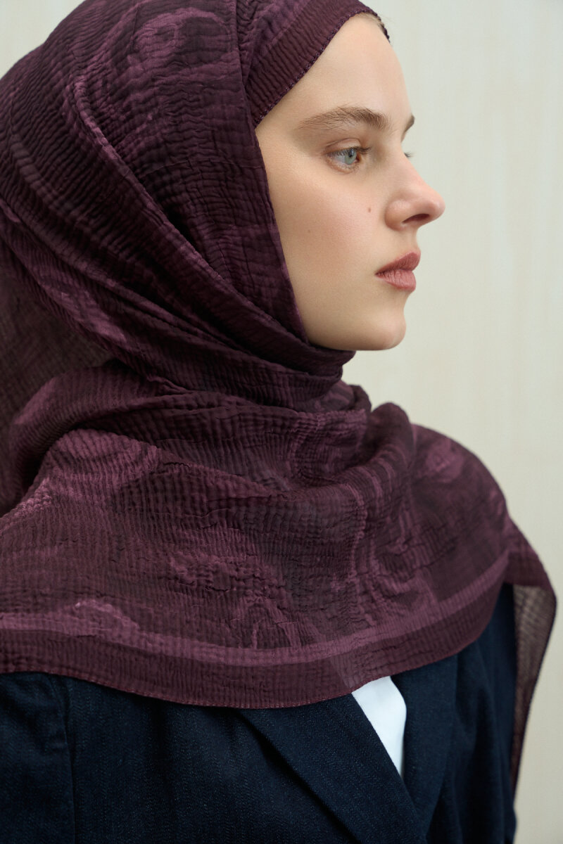 Soft Glow Müslin Şal - Mor - 3