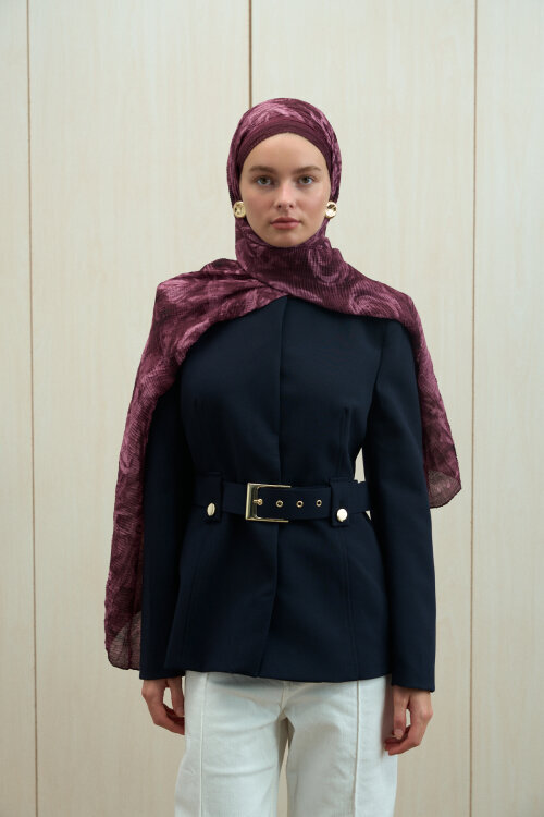 Soft Glow Müslin Şal - Mürdüm - Camellia Scarfs (1)