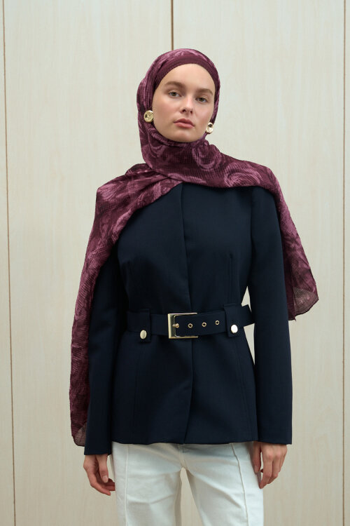 Soft Glow Müslin Şal - Mürdüm - Camellia Scarfs