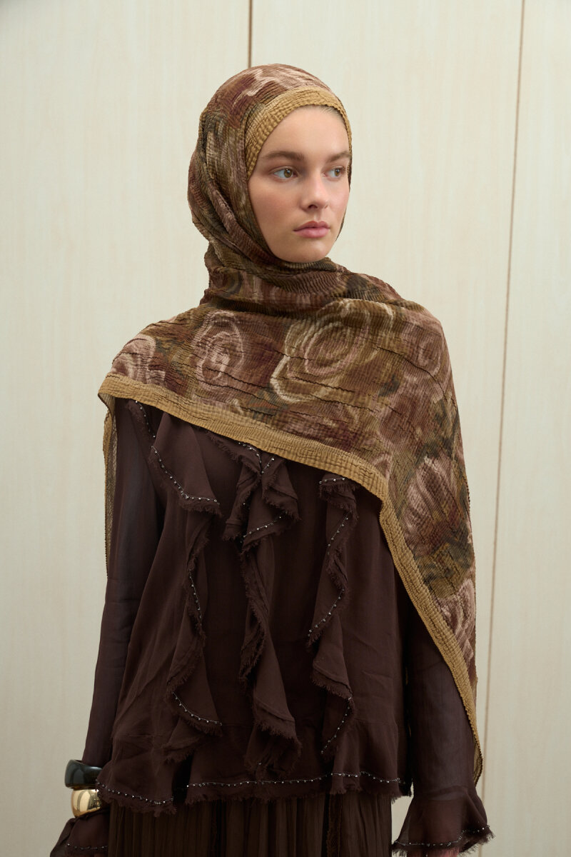 Soft Glow Müslin Şal - Safran - 3