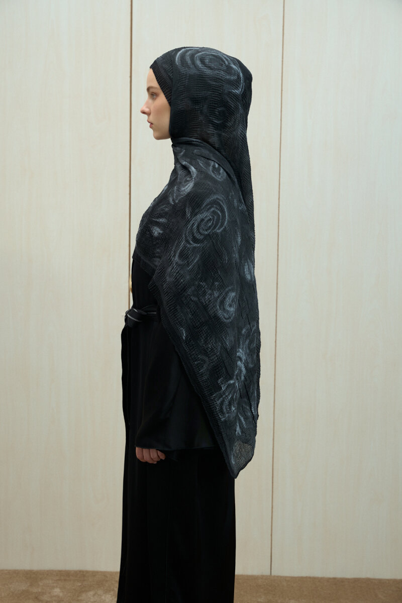 Soft Glow Müslin Şal - Siyah - 3