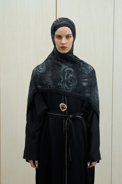 Soft Glow Müslin Şal - Siyah - Camellia Scarfs