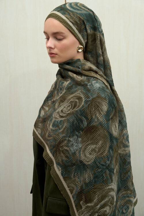 Soft Glow Müslin Şal - Yeşil - Camellia Scarfs (1)