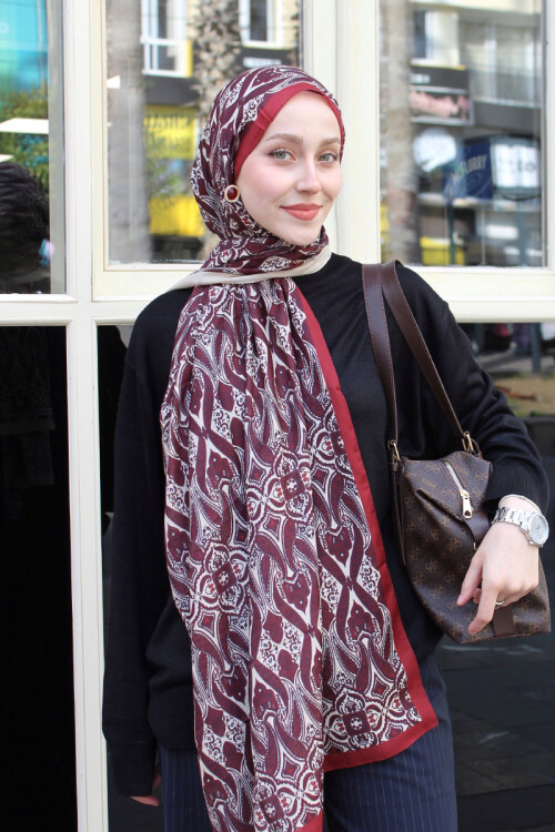 Softtime Flare Desen Kırmızı - Camellia Scarfs